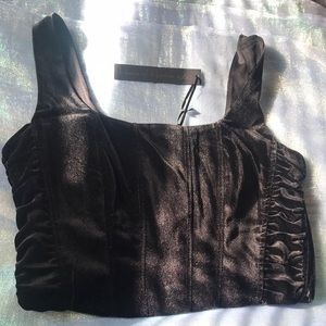 House of Harlow 1960 Black Velvet Bustier Crop Top